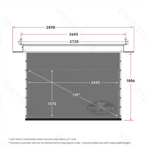 Écran de projection motorisé à longue portée VIVIDSTORM PHANTOM, encastrable au plafond, tension Obsidian ALR 