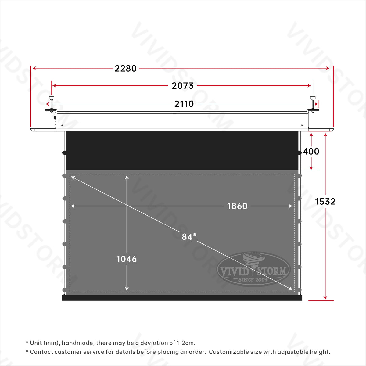 VIVIDSTORM PHANTOM Recessed In-Ceiling Motorized Tension UST ALR Projector screen
