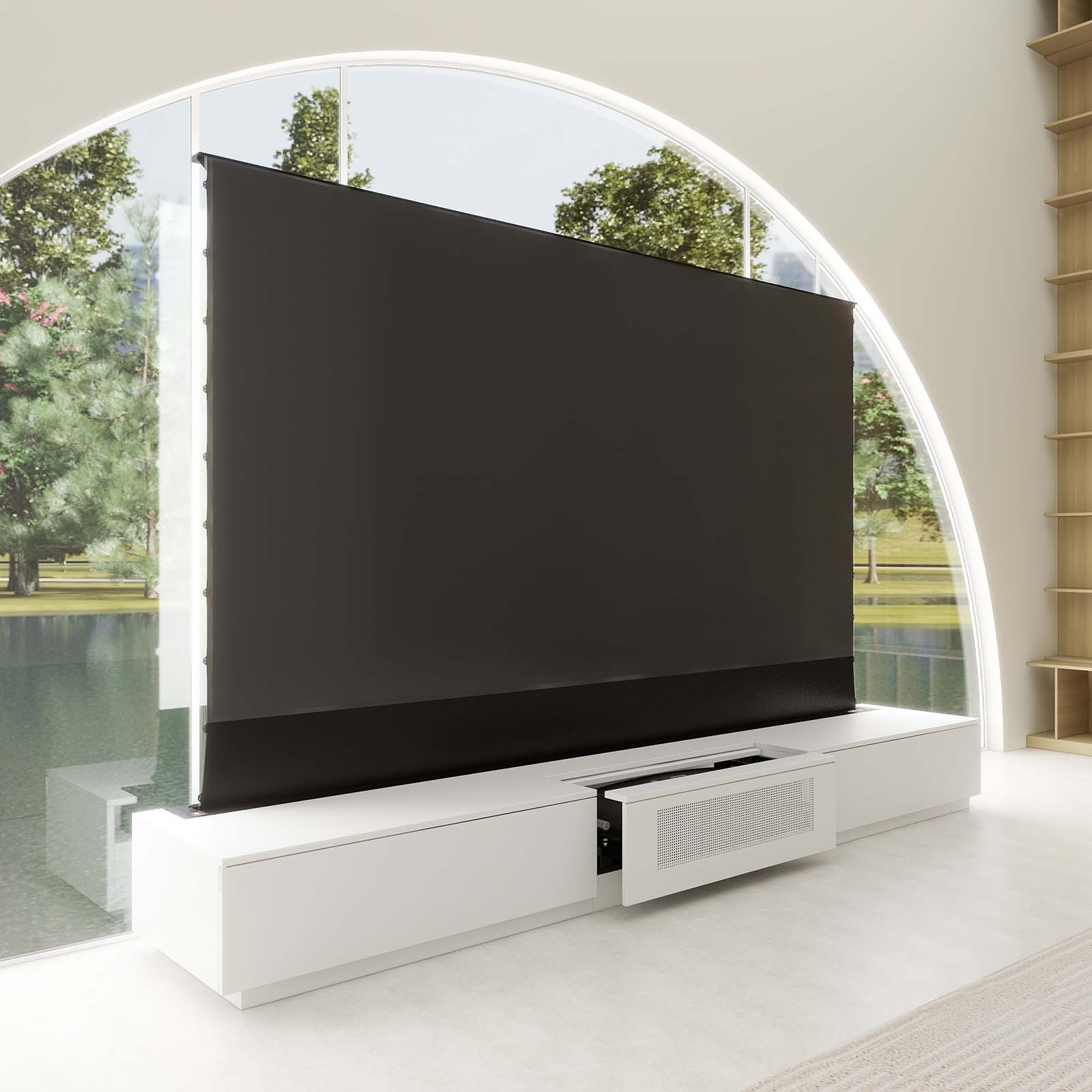 VIVIDSTORM Bundle-Projector&Screen&2025 New VIVIDSTORM Motorised Laser TV Cabinet Barcelona Mark III