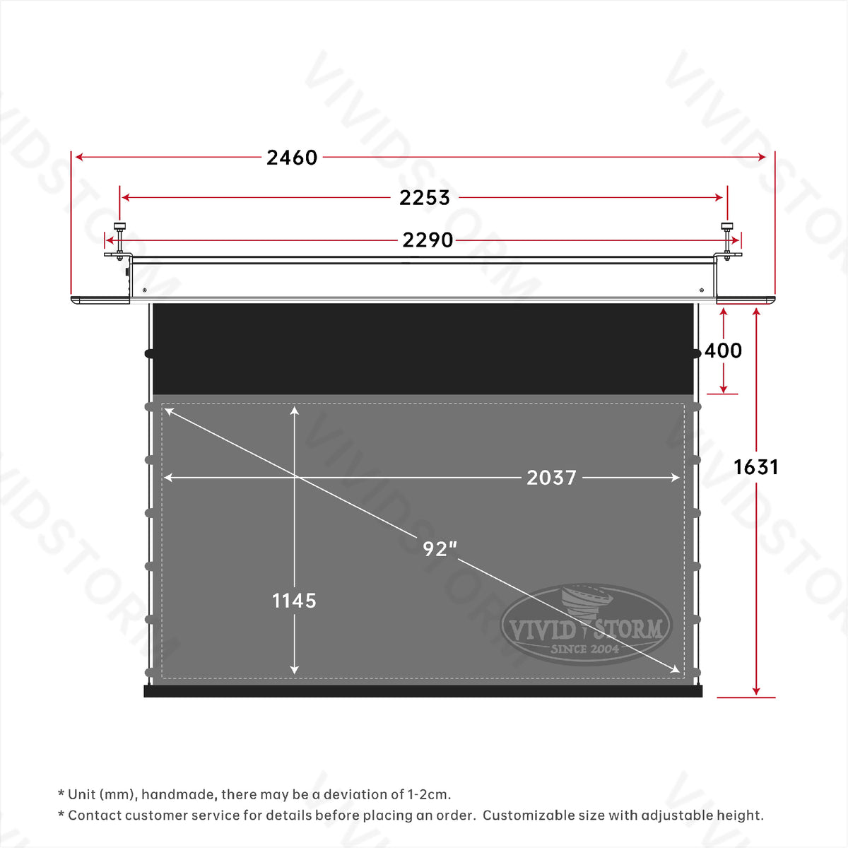 VIVIDSTORM PHANTOM Recessed In-Ceiling Motorized Tension UST ALR Projector screen