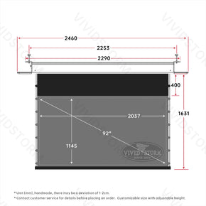 Écran de projection motorisé à tension UST ALR VIVIDSTORM PHANTOM encastré au plafond 