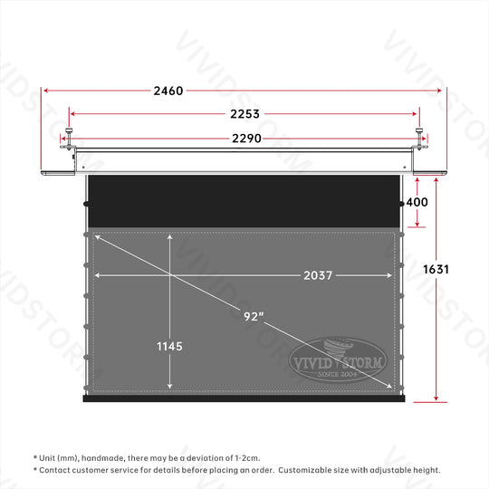 Écran de projection motorisé à tension UST ALR VIVIDSTORM PHANTOM encastré au plafond 