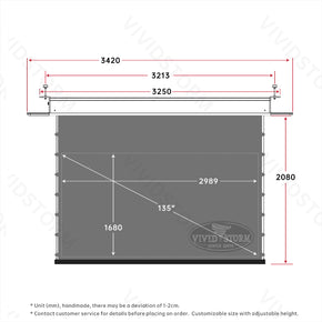 Écran de projection motorisé à longue portée VIVIDSTORM PHANTOM, encastrable au plafond, tension Obsidian ALR 