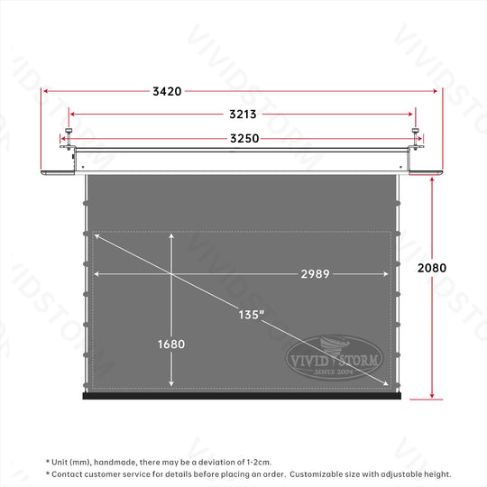 Écran de projection motorisé à longue portée VIVIDSTORM PHANTOM, encastrable au plafond, tension Obsidian ALR 