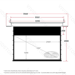 Écran de projection motorisé blanc à tension encastré au plafond VIVIDSTORM PHANTOM 