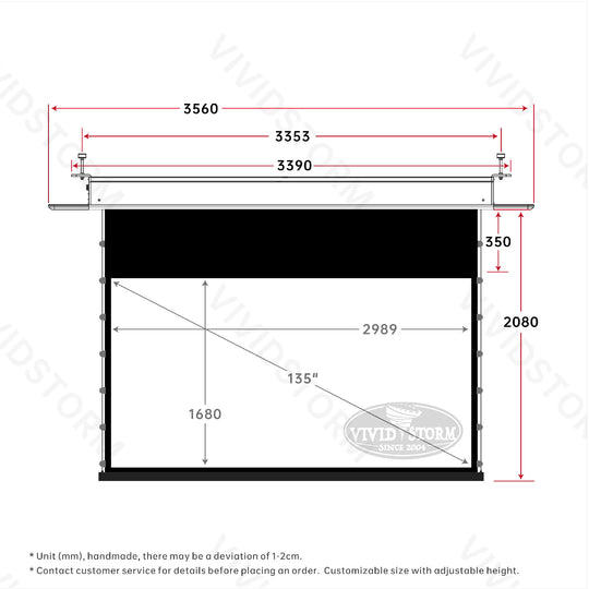 Écran de projection motorisé blanc à tension encastré au plafond VIVIDSTORM PHANTOM 