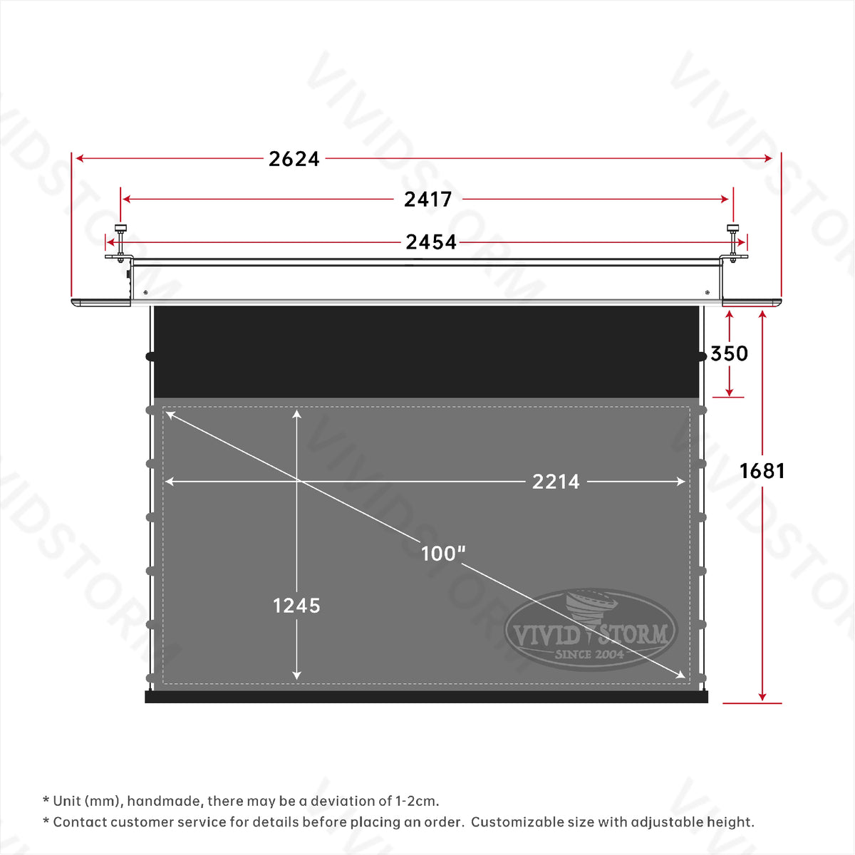 VIVIDSTORM PHANTOM Recessed In-Ceiling Motorized Tension UST ALR Projector screen