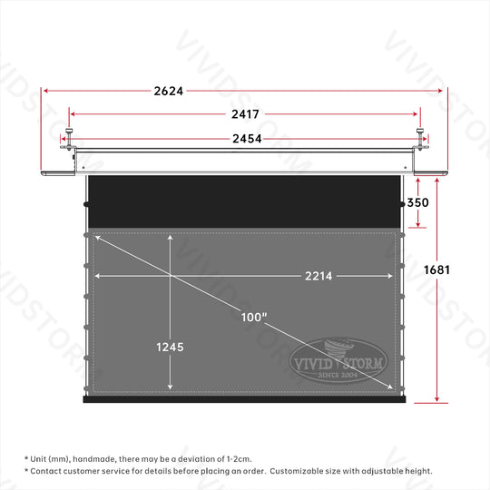 Écran de projection motorisé à tension UST ALR VIVIDSTORM PHANTOM encastré au plafond 