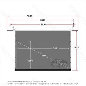 Écran de projection motorisé à longue portée VIVIDSTORM PHANTOM, encastrable au plafond, tension Obsidian ALR 