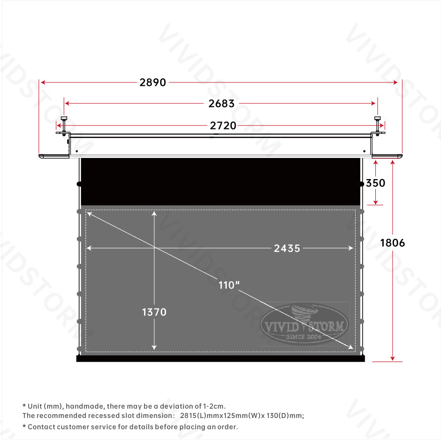 VIVIDSTORM PHANTOM Recessed In-Ceiling Motorized Tension UST ALR Projector screen