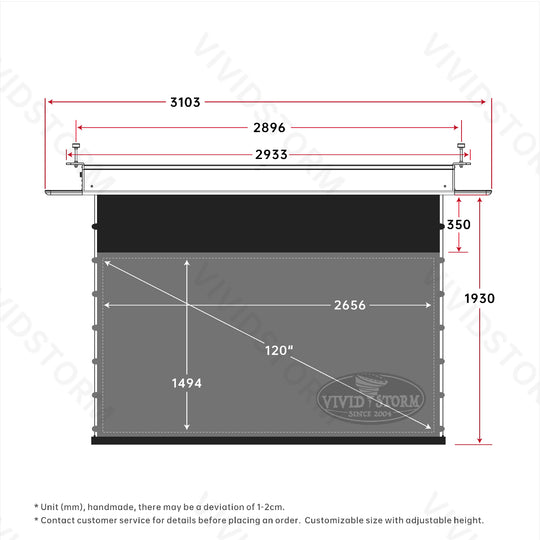 Écran de projection motorisé à tension UST ALR VIVIDSTORM PHANTOM encastré au plafond 