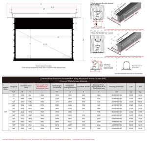 Écran de projection motorisé blanc à tension encastré au plafond VIVIDSTORM PHANTOM 