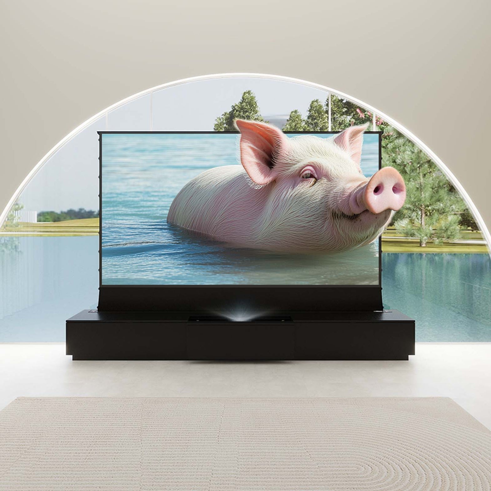 VIVIDSTORM Bundle Projector&Screen&VIVIDSTORM Motorised Laser TV Cabinet Barcelona Mark III