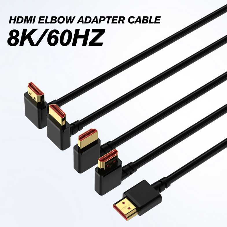 VIVIDSTORM 4K/8K HDMI 2.1 Cable – 90° Angled Connector (4-Way Bend, Reversible Edge) For TV/Projector