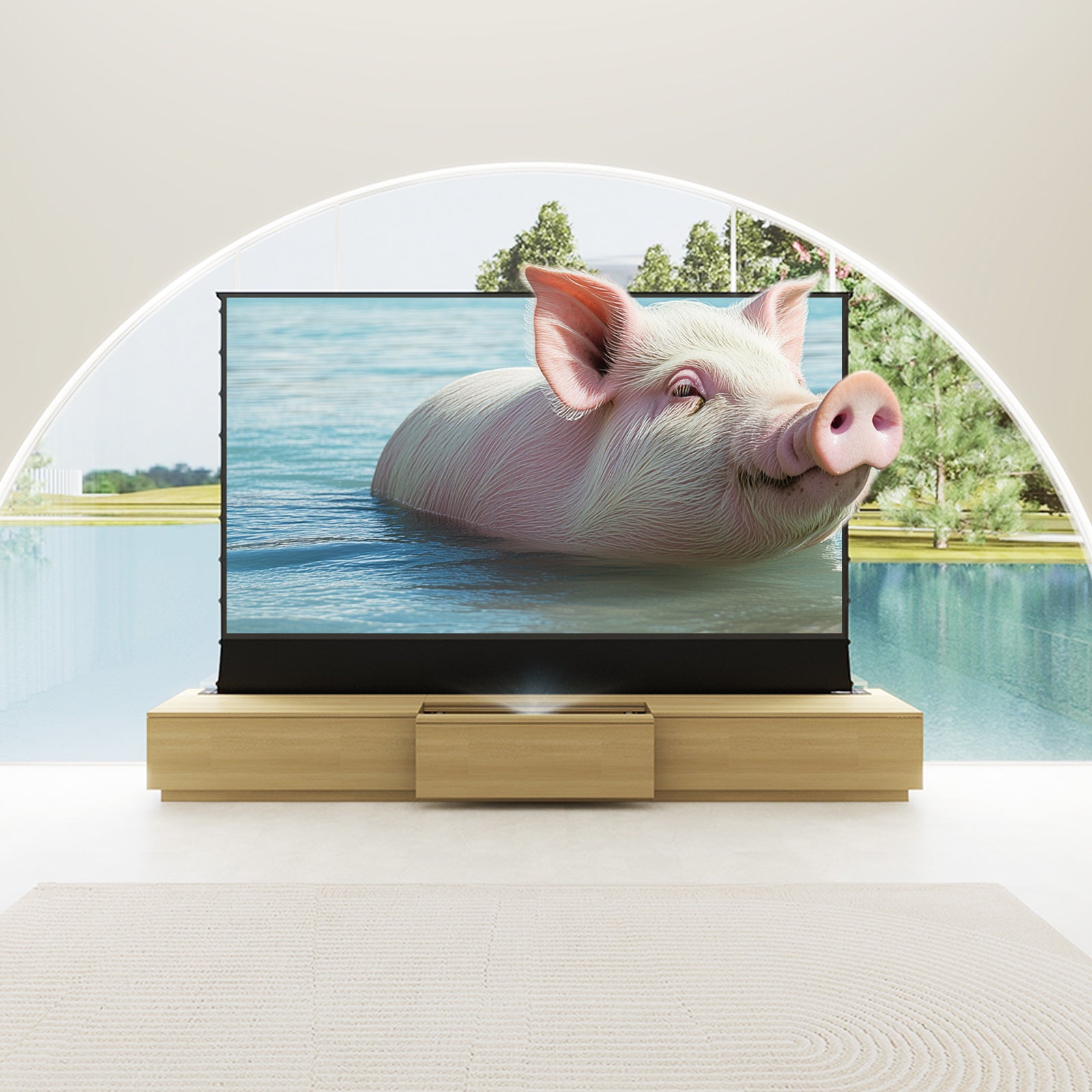 VIVIDSTORM Bundle-Projector&Screen&2025 New VIVIDSTORM Motorised Laser TV Cabinet Barcelona Mark III