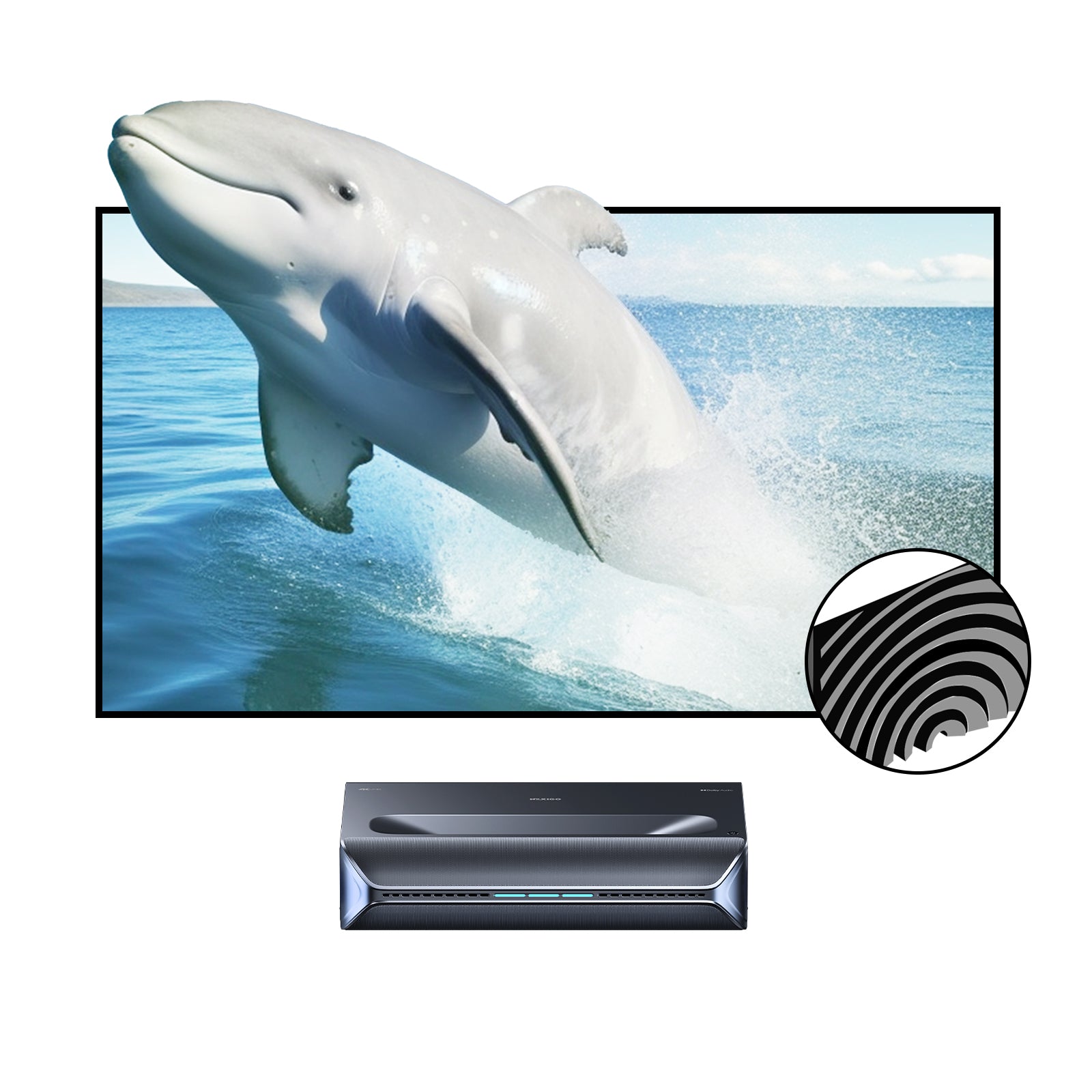 BUNDLE NexiGo Aurora Pro MKII UST Tri-Color Laser Projector & VIVIDSTORM CineVision Pro Fixed Frame Fresnel UST ALR Projector Screen