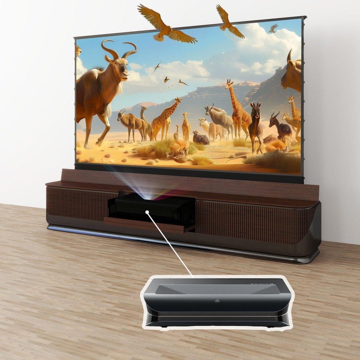 VIVIDSTORM Bundle - Projector&Screen&Motorised Laser TV Cabinet DUNE - VIVIDSTORM