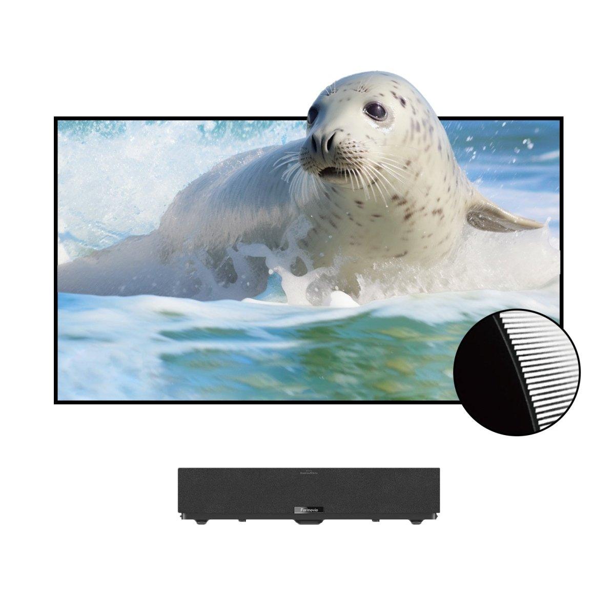 BUNDLE Formovie Theater Premium Laser 4K TV Ultra Short Throw Projector & VIVIDSTORM CineVision Pro Fixed Frame UST ALR Projector Screen - VIVIDSTORM