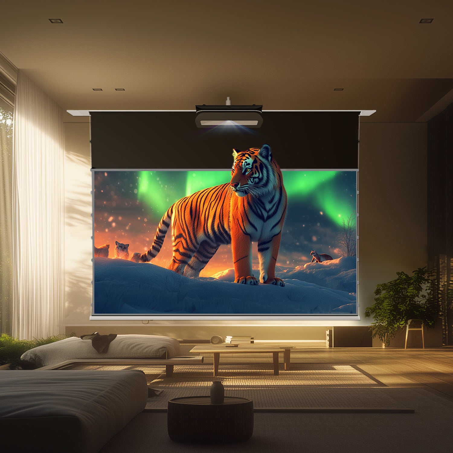 VIVIDSTORM 150" Lite Hyper PHANTOM Recessed In-Ceiling Motorized Tension Lenticular ALR Projector Screen