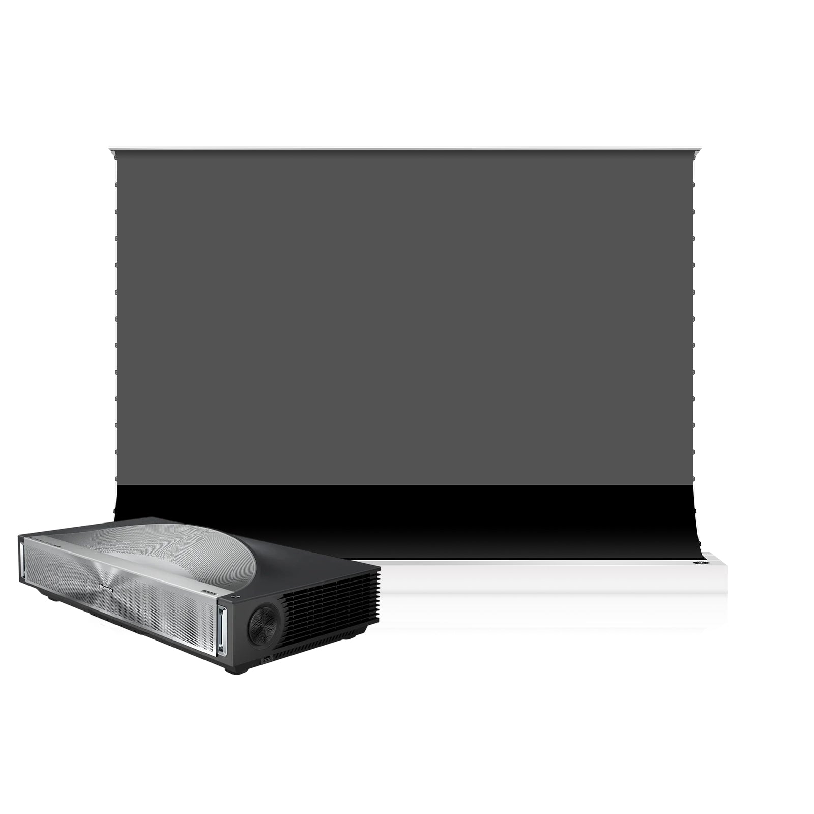 BUNDLE HISENSE PX4 PRO Triple Laser Projector & VIVIDSTORM S Lite Hyper Motorized Tension Floor Rising Lenticular ALR Projector Screen