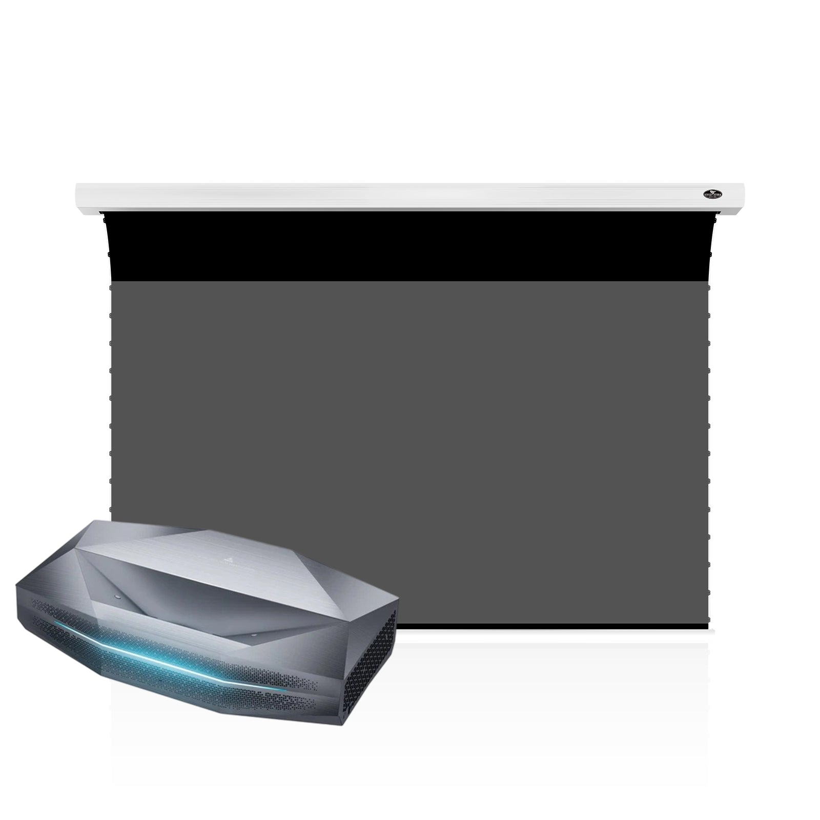 BUNDLE Awol Vision Aetherion Pro / Max RGB Laser UST Projector & VIVIDSTORM Lite Hyper Slimline Motorized Tension Lenticular ALR Projector Screen