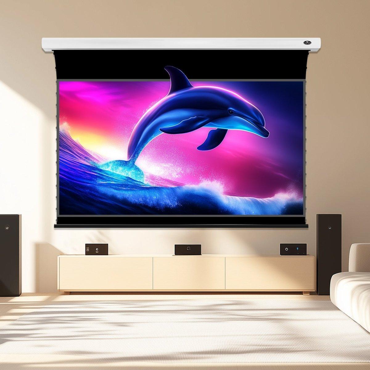 VIVIDSTORM Fusion ALR Slimline Motorized Tension Enhanced Long Throw ALR Projector screen - VIVIDSTORM