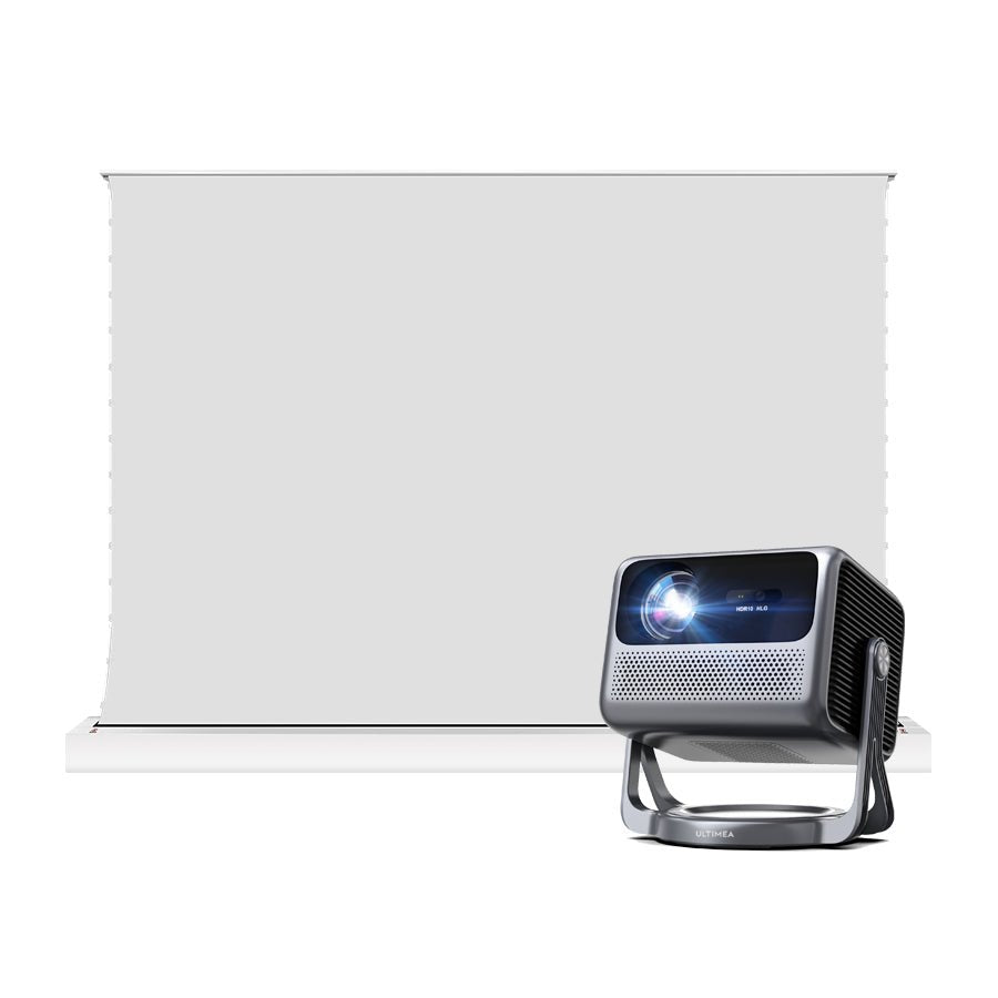 Ultimea Nova C40 Projector & VIVIDSTORM S White Cinema Motorized Tension Floor Rising Projector Screen - VIVIDSTORM