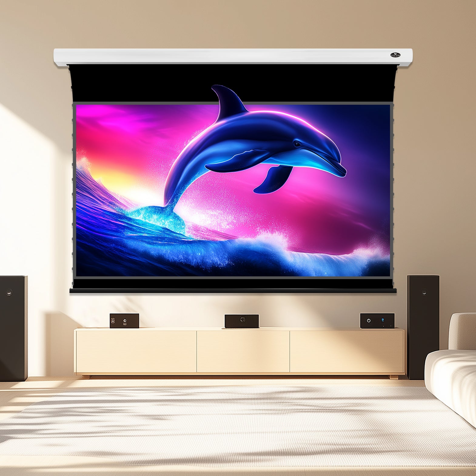 Ella VIVIDSTORM Fusion ALR Slimline Motorized Tension Enhanced Long Throw ALR Projector Screen