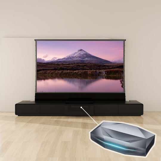 VIVIDSTORM Bundle Projector&Screen&Motorised Laser TV Cabinet Copenhagen