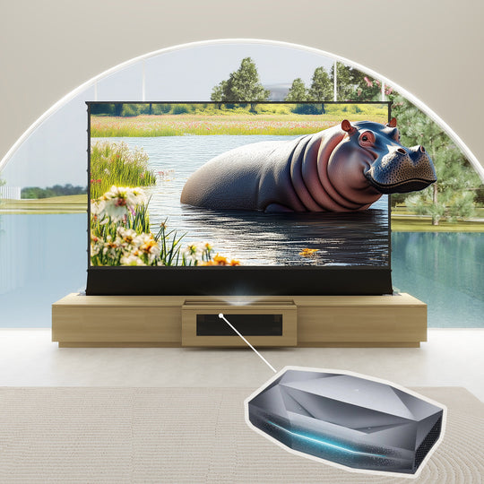 VIVIDSTORM Bundle-Projector&Screen&2025 New VIVIDSTORM Motorised Laser TV Cabinet Barcelona Mark III