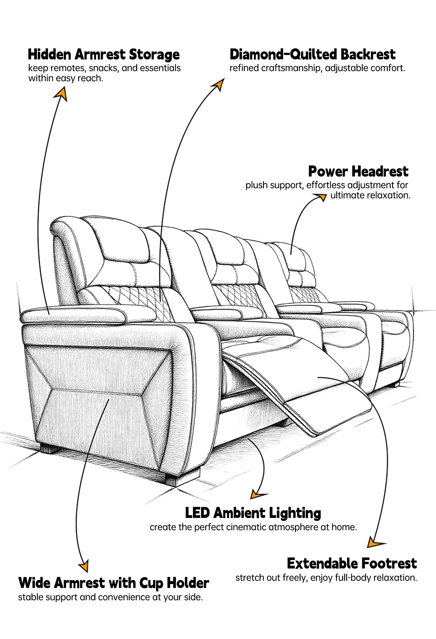 VIVIDSTORM Divino Luxury Home Theater Lounge Recliner