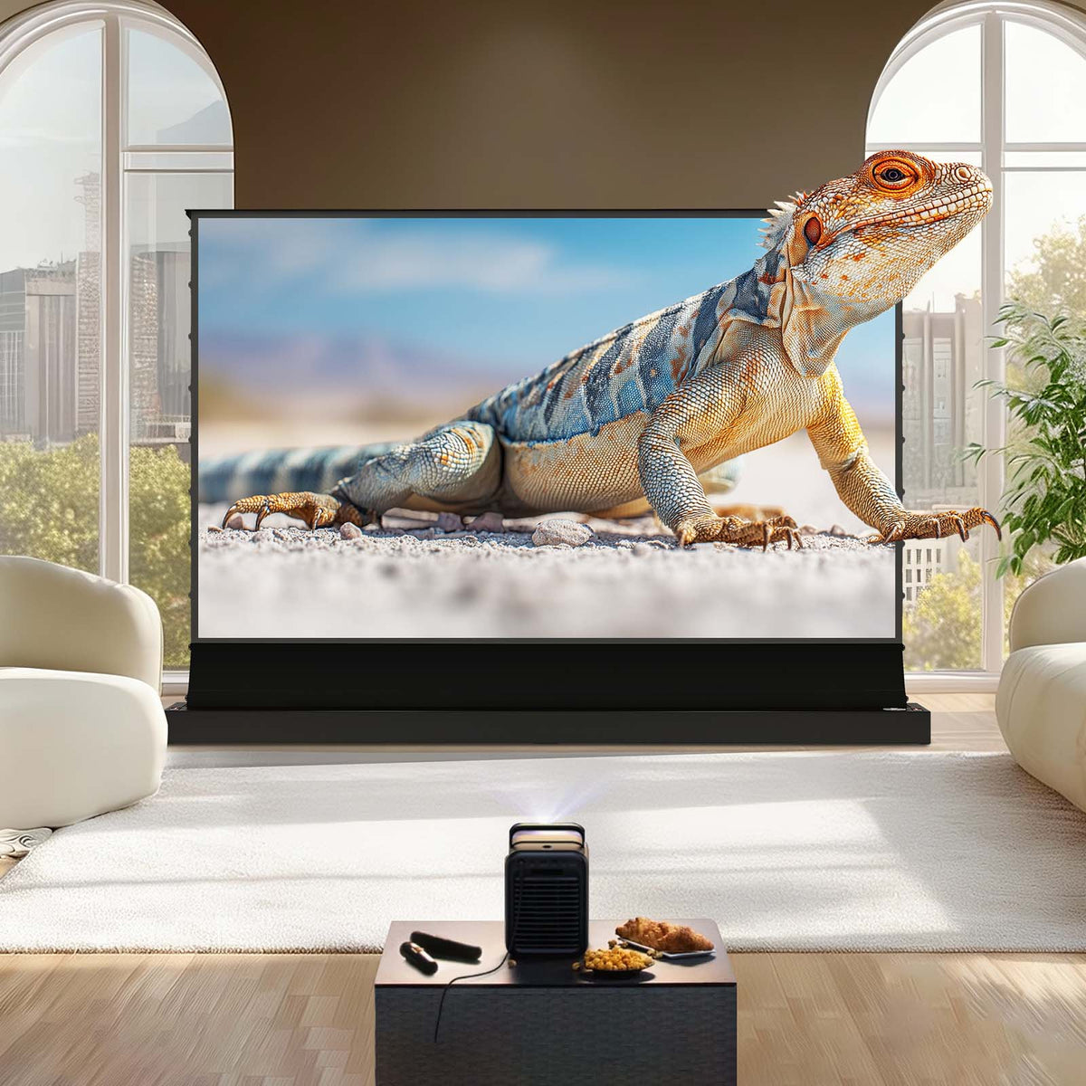 BUNDLE Anker Nebula X1 Projector & VIVIDSTORM S PRO Motorized Tension Floor Rising UST ALR Projector Screen Pre-Order