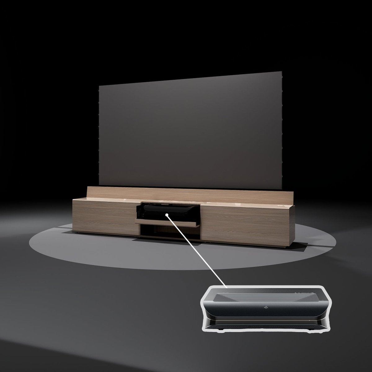 Newest VIVIDSTORM Bundle - Projector&Screen&Fully Concealed Motorised Laser TV Cabinet Paris - VIVIDSTORM