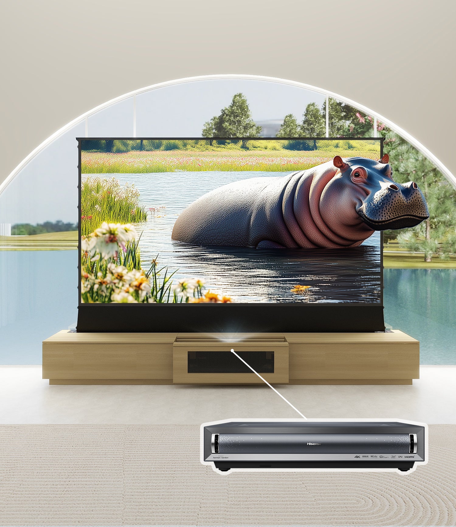 VIVIDSTORM Bundle-Projector&Screen&2025 New VIVIDSTORM Motorised Laser TV Cabinet Barcelona Mark III