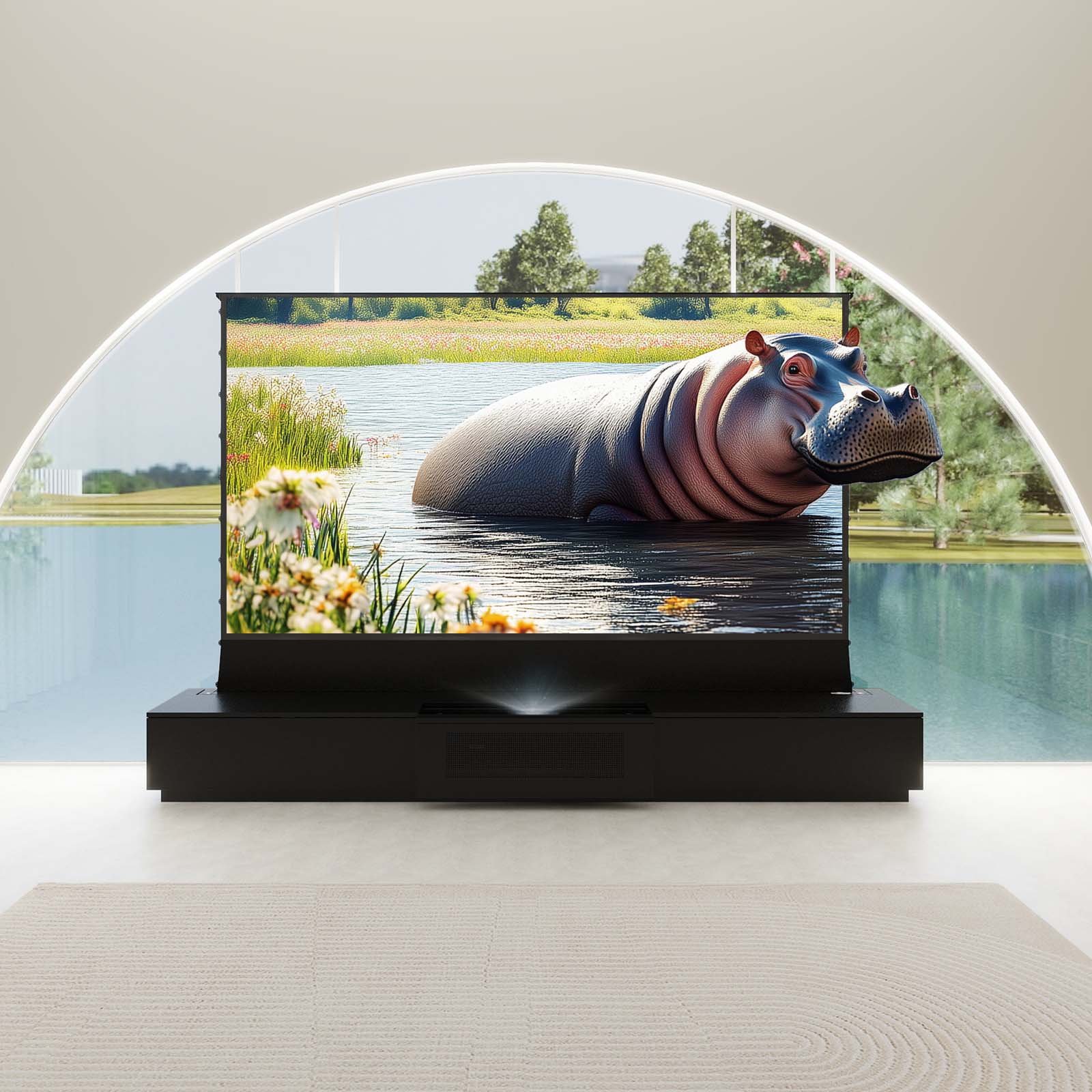 VIVIDSTORM Bundle-Projector&Screen&2025 New VIVIDSTORM Motorised Laser TV Cabinet Barcelona Mark III