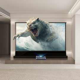 NexiGo Aurora Pro MKII UST Tri-Color Laser Projector & VIVIDSTORM S PRO Motorized Tension Floor Rising UST ALR Projector Screen