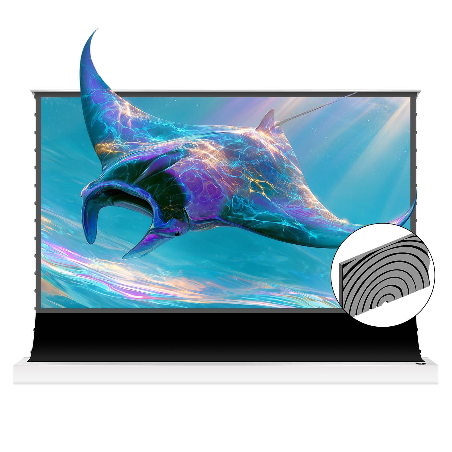 VIVIDSTORM SilicaFlex Motorized Floor Rising Fresnel Long Throw ALR Projector Screen Pre-order