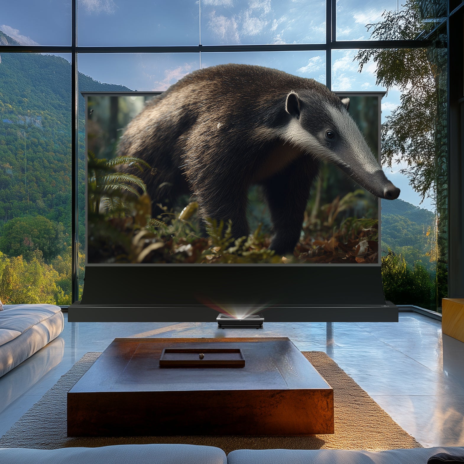 Ella BUNDLE AWOL VISION LTV-3500 Pro/3000 Pro Projector& VIVIDSTORM 150” S Lite Hyper Motorized Tension Floor Rising Lenticular ALR Projector Scr