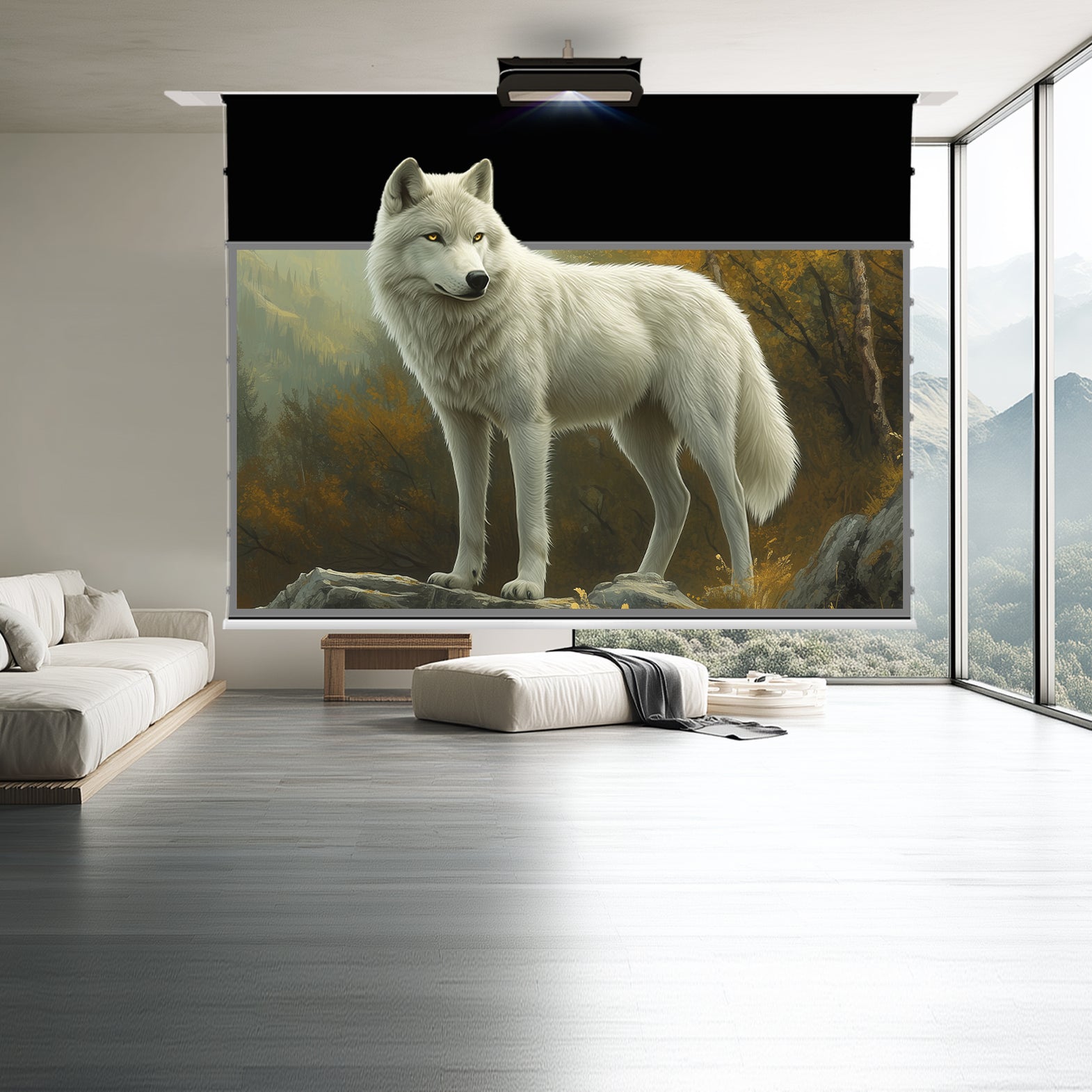 BUNDLE AWOL VISION LTV-3500 Pro/3000 Pro Projector & VIVIDSTORM 150" Lite Hyper PHANTOM Recessed In-Ceiling Motorized Tension Lenticular ALR