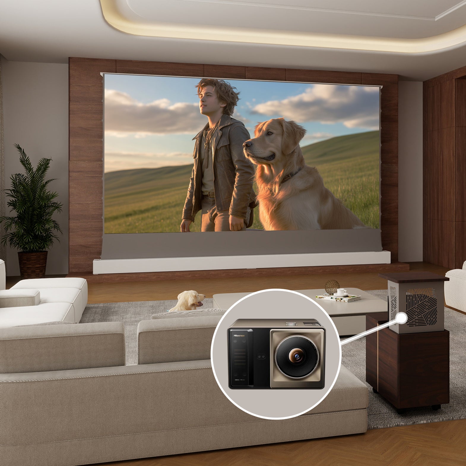 Ella Bundle VIVIDSTORM Motorised Long Throw Projector Cabinet Astra&Hisense XR10 4K Triple Laser Smart Projector