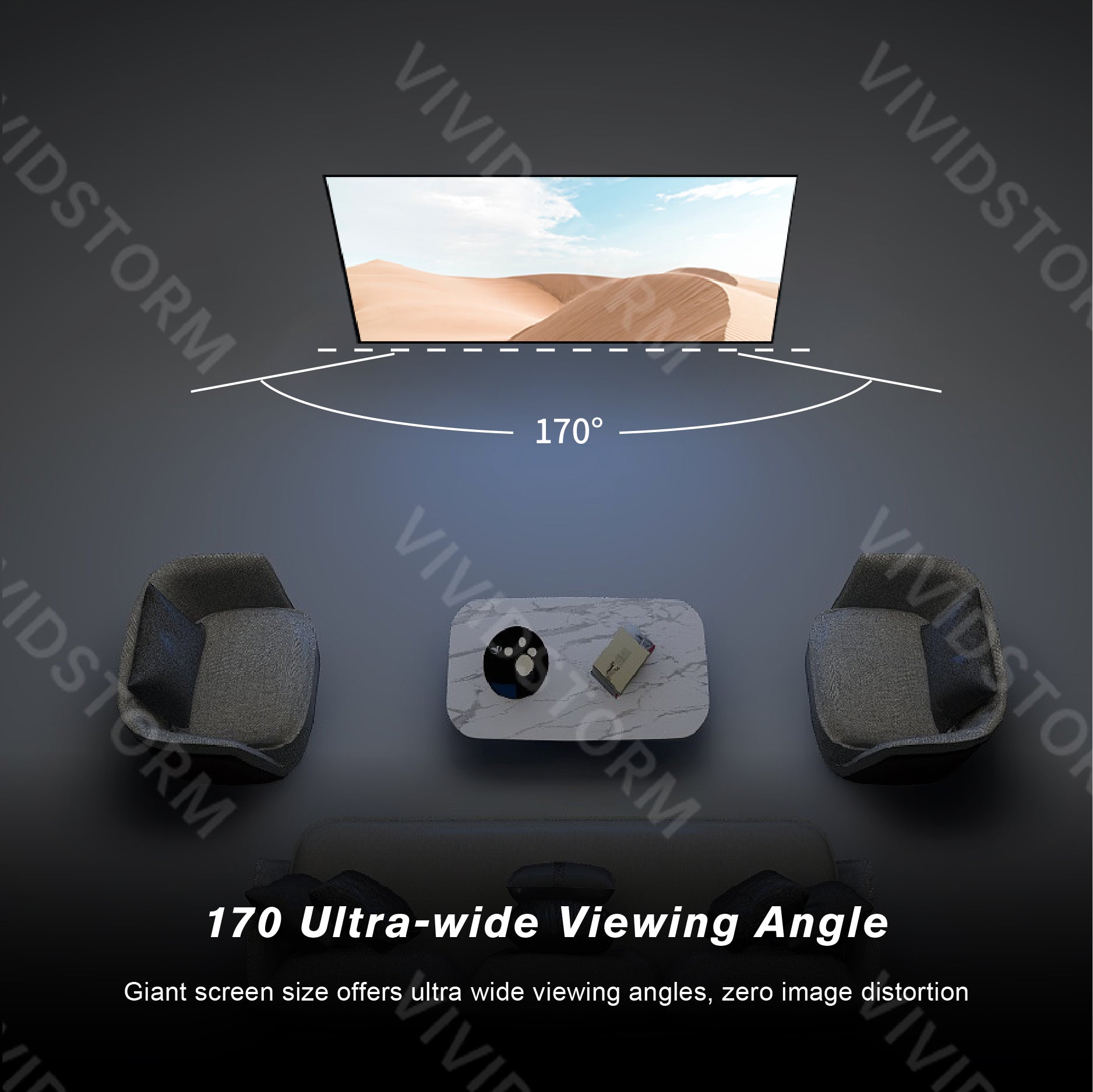 VIVIDSTORM Lite Hyper Fixed Frame Lenticular ALR Projector Screen