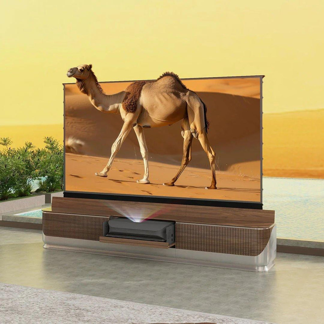 VIVIDSTORM Bundle-Projector & Screen & Fully Concealed Premium Motorized Laser TV Cabinet DUNE-Limited Edition