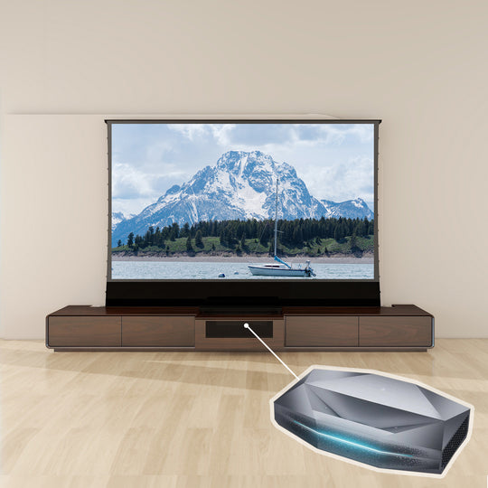 VIVIDSTORM Bundle Projector&Screen&Motorised Laser TV Cabinet Copenhagen