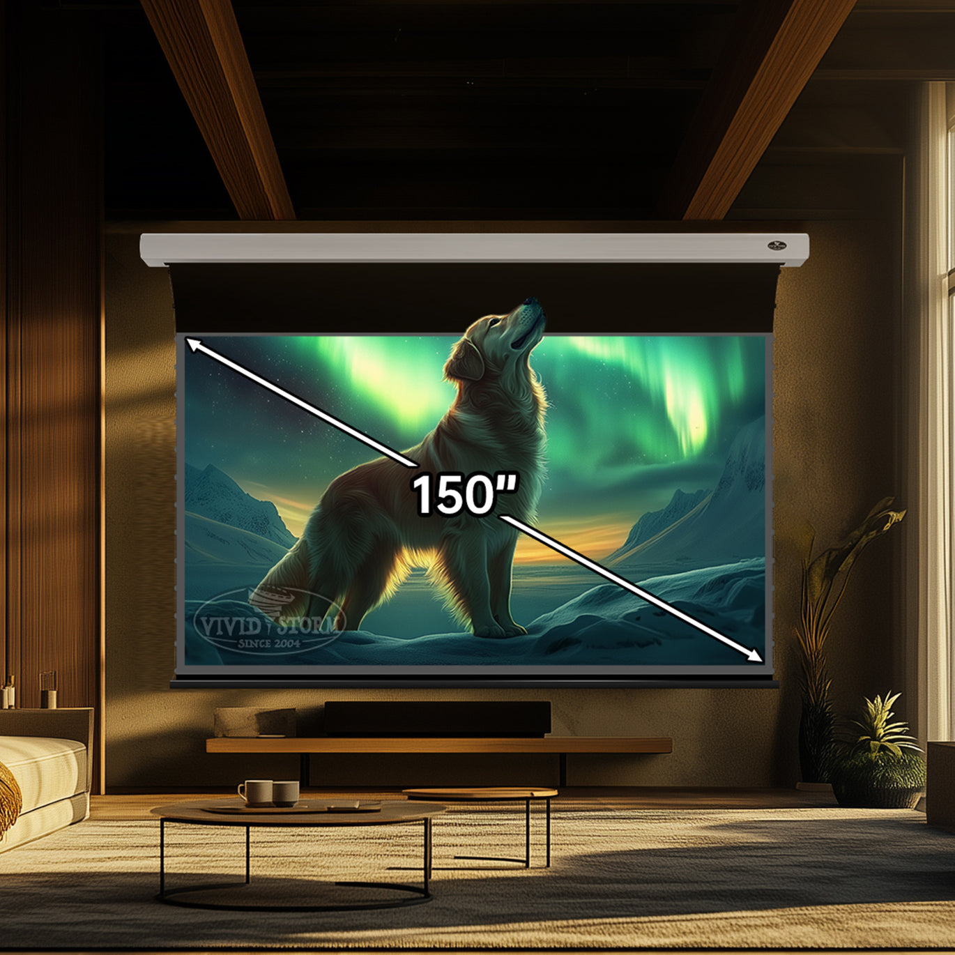 VIVIDSTORM Lite Hyper Slimline Motorized Tension Lenticular ALR Projector Screen
