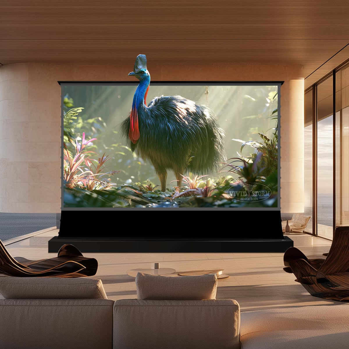 VIVIDSTORM SilicaFlex Motorized Floor Rising Fresnel Long Throw ALR Projector Screen Pre-order