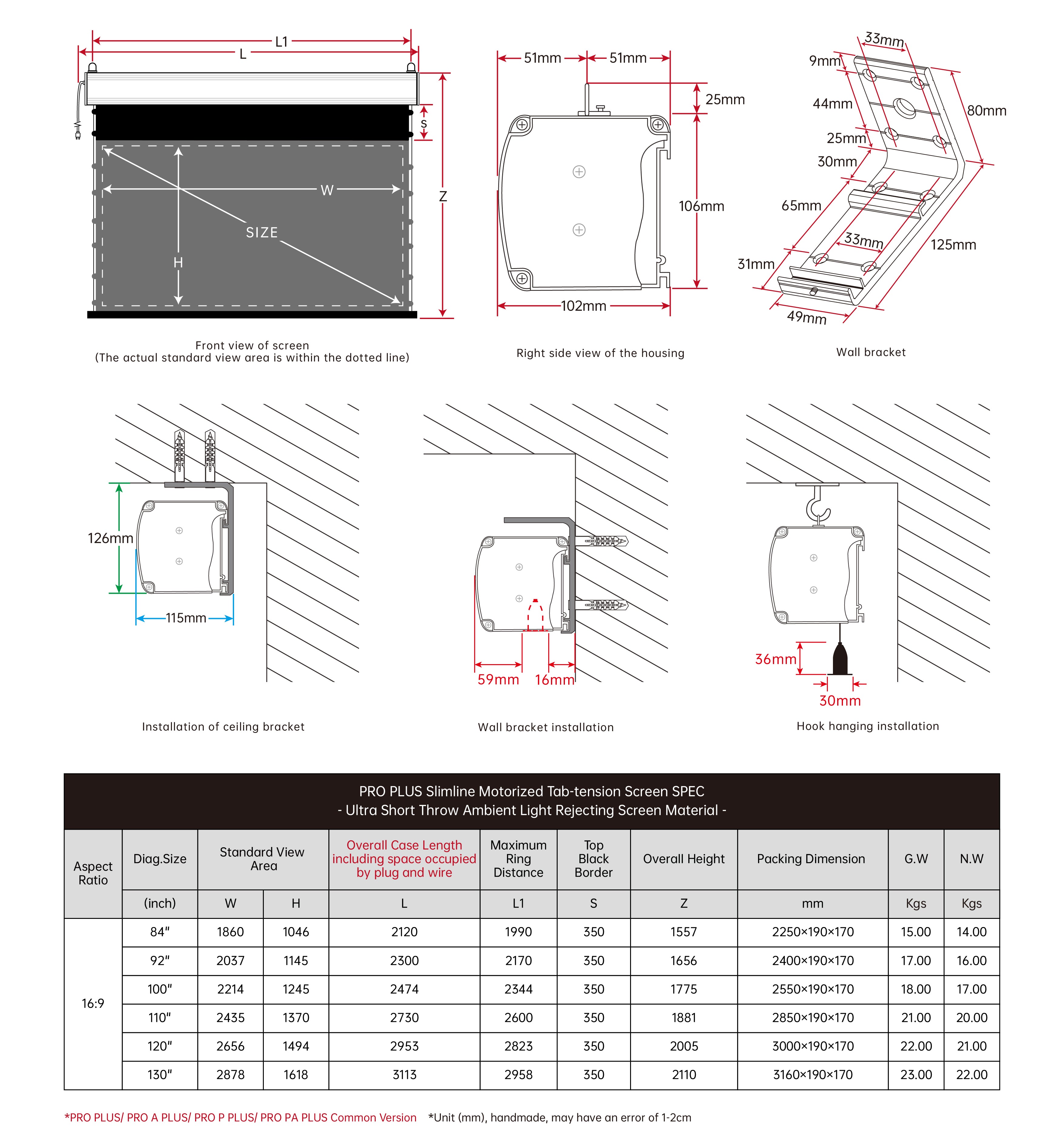 VIVIDSTORM PRO A Slimline Motorized Tension UST ALR Projector screen