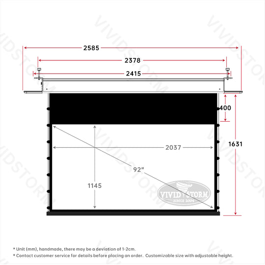 Écran de projection motorisé blanc à tension encastré au plafond VIVIDSTORM PHANTOM 