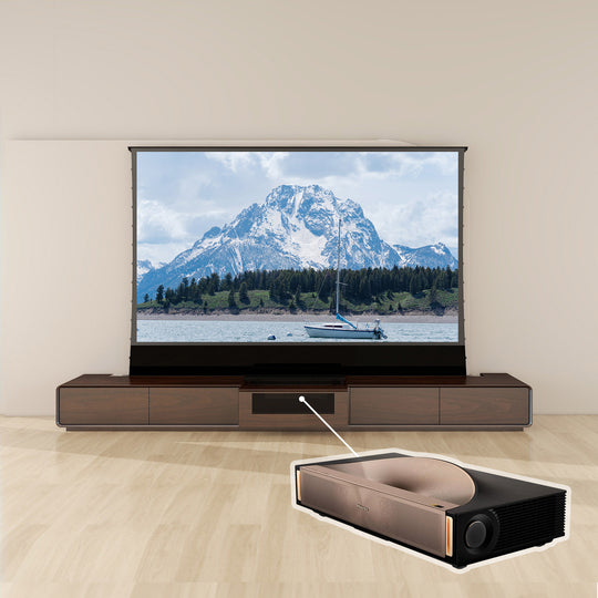 VIVIDSTORM Bundle Projector&Screen&Motorised Laser TV Cabinet Copenhagen