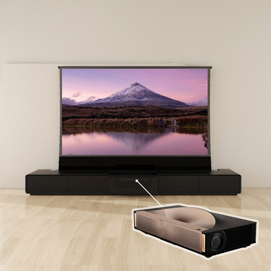 VIVIDSTORM Bundle Projector&Screen&Motorised Laser TV Cabinet Copenhagen