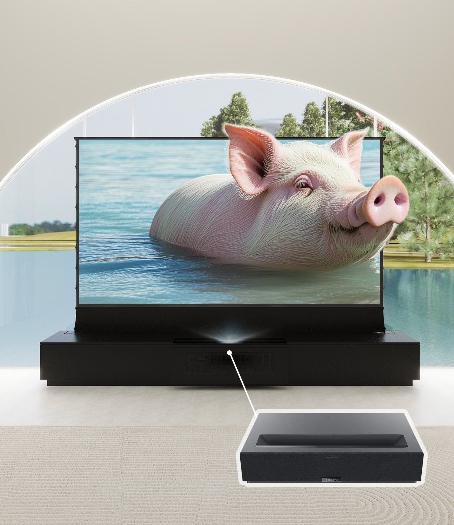 VIVIDSTORM Bundle-Projector&Screen&2025 New VIVIDSTORM Motorised Laser TV Cabinet Barcelona Mark III